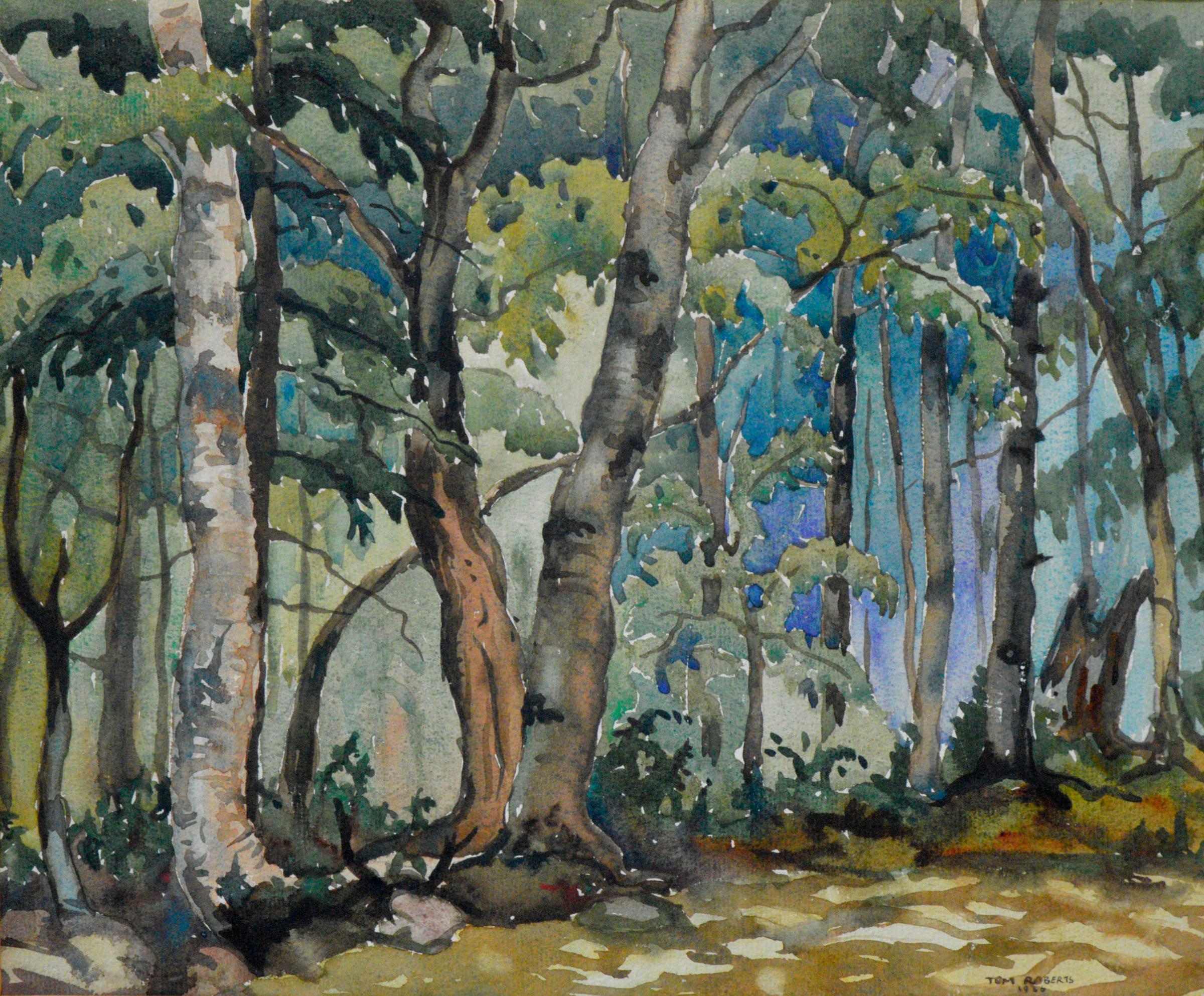 Tom Roberts Arc (1909-1998) - Intérieur de forêt, aquarelle