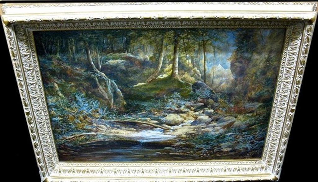 Aaron Allan Edson (1846-1888) - Sunlit Woodland Creek Study