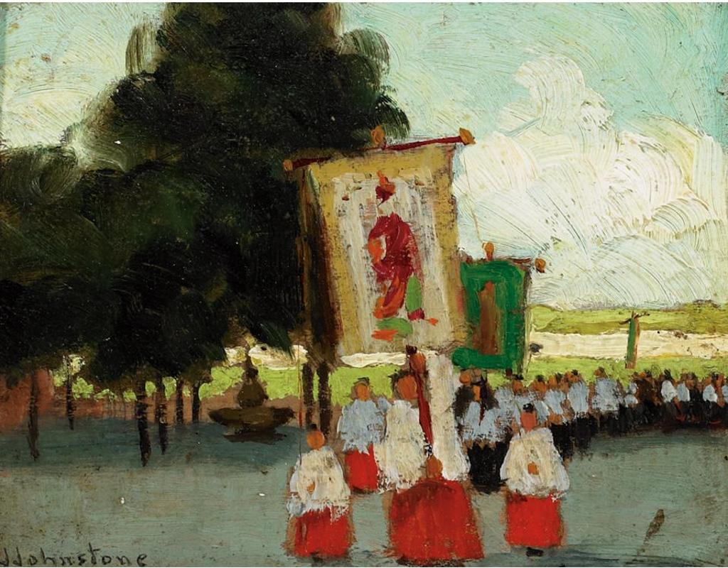 John Young Johnstone (1887-1930) - A Procession, St. Anne De Beaupre