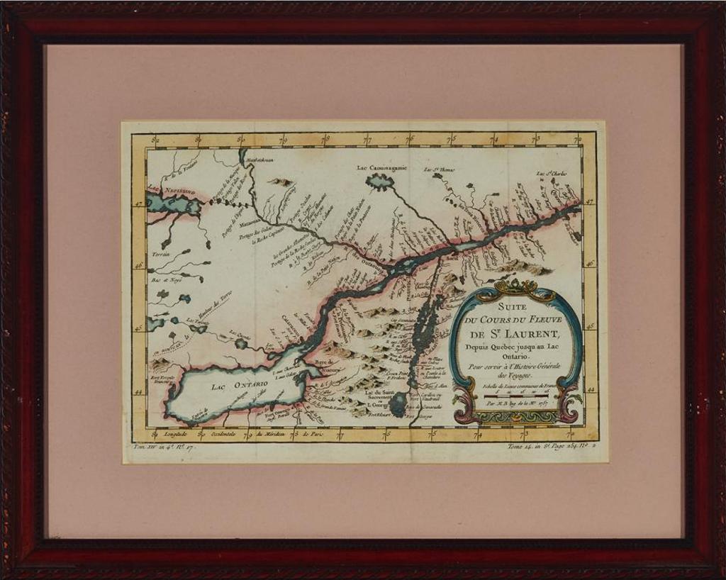 Jacques Nicholas Bellin (1703-1772) - Suite Du Cours Du Fleuve De St. Laurent, Depuis Quebec Jusqu'au Lac Ontario