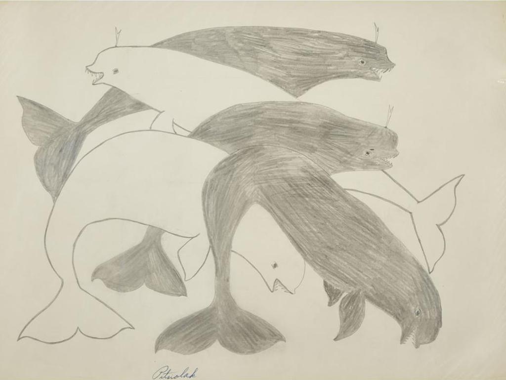 Pitseolak Ashoona (1904-1983) - Untitled (Pod Of Whales)