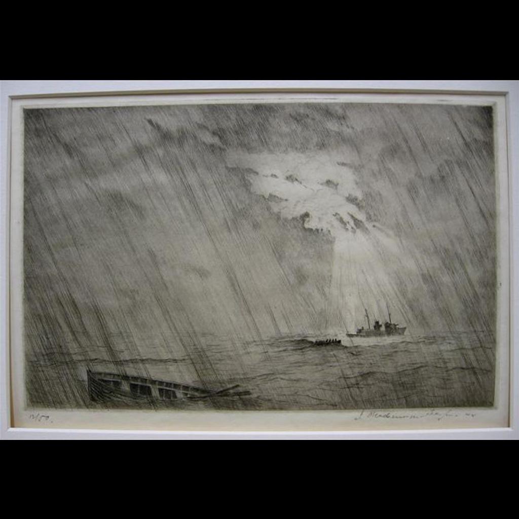 Ian MacKinnon-Pearson (1896) - Storm Rescue; Fishing Village - Evening