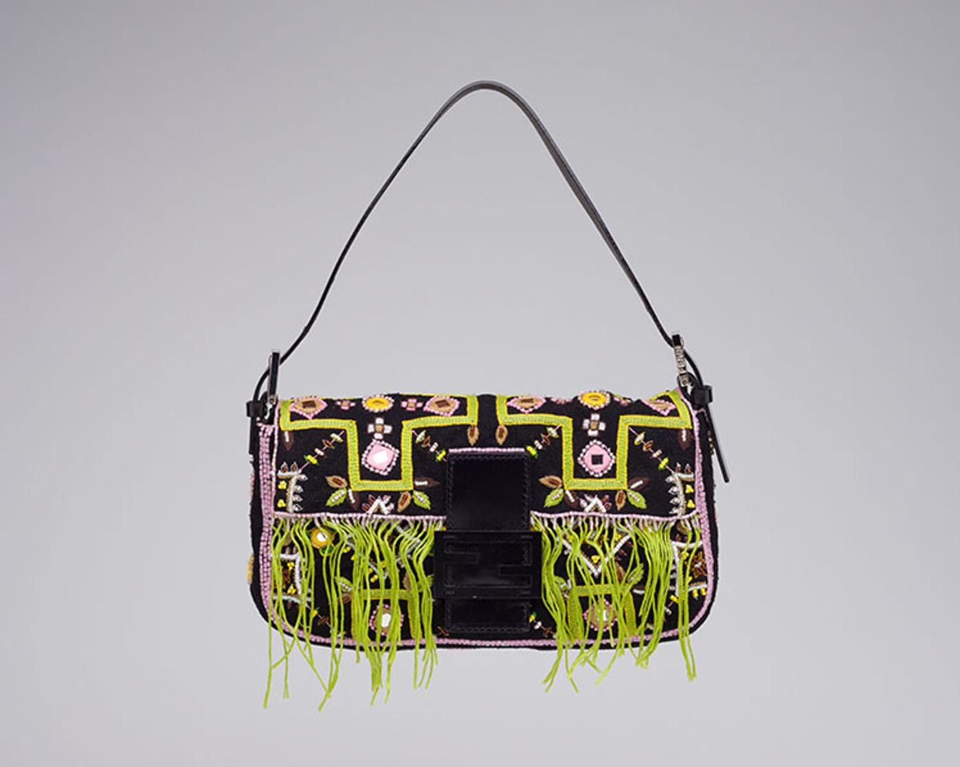 Fendi - A VINTAGE MULTICOLOUR BEAD EMBROIDERED BAGUETTE BAG