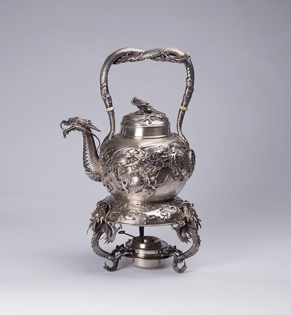 Japanese Art - An Extremely Rare Japanese Export Sterling Silver 'Dragon' Teapot and Stand, Arthur & Bond, Yokohama, Early 20th Century