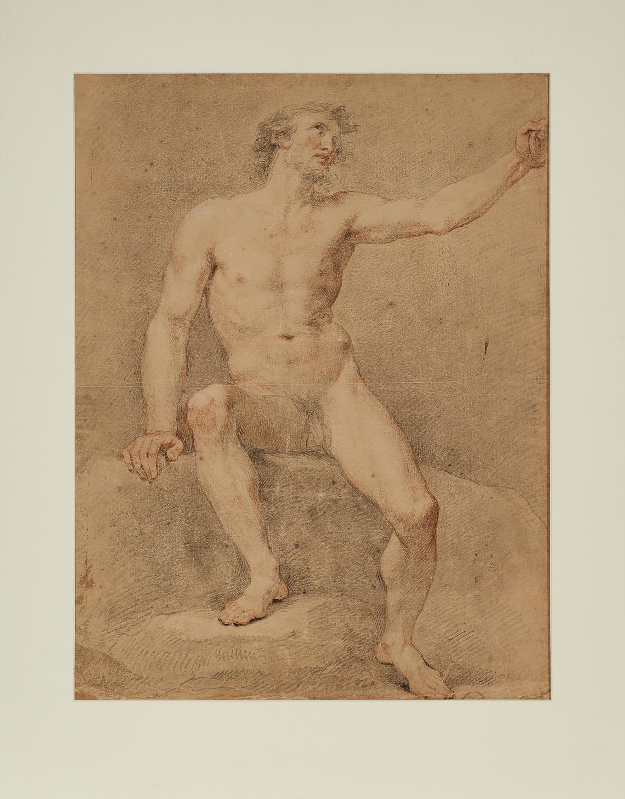 Francesco Bartolozzi (1727-1815) - Male Nude Seated, Possibly 1776