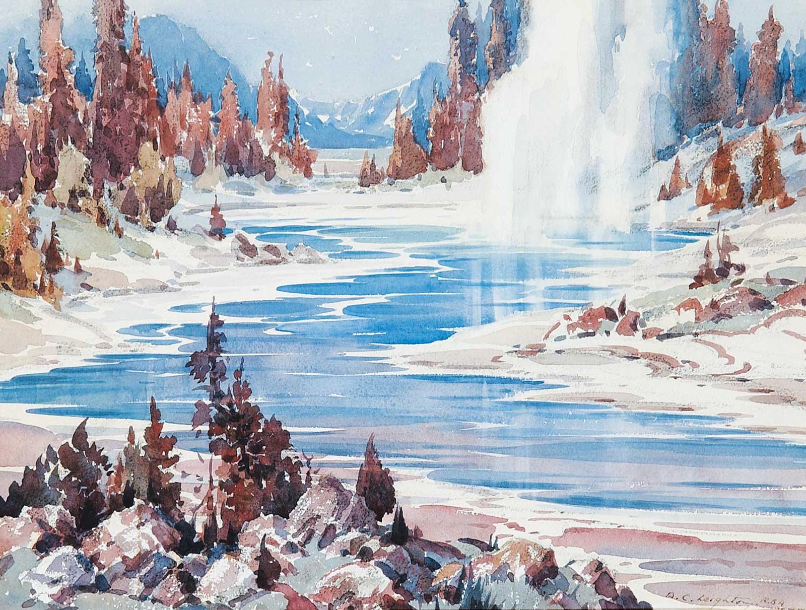 Alfred Crocker Leighton (1901-1965) - Geyser, Firehole River, Yellowstone Nat. Park