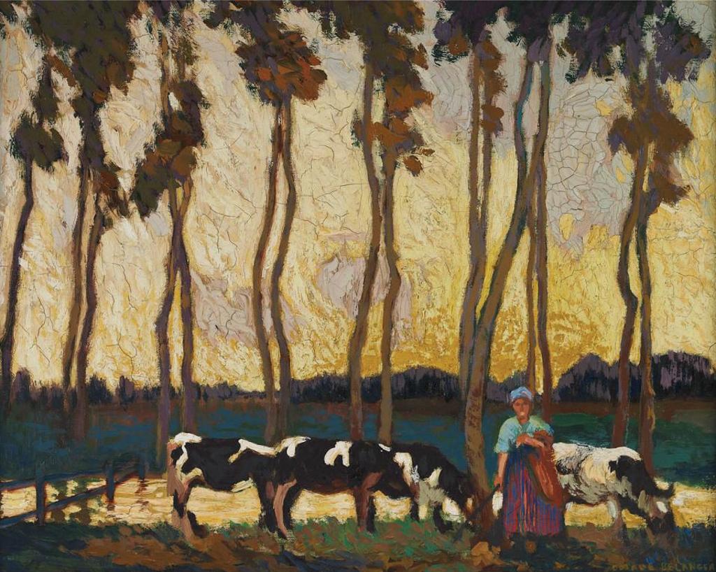 Louis Joseph Octave Belanger (1886-1972) - Tending To The Cows