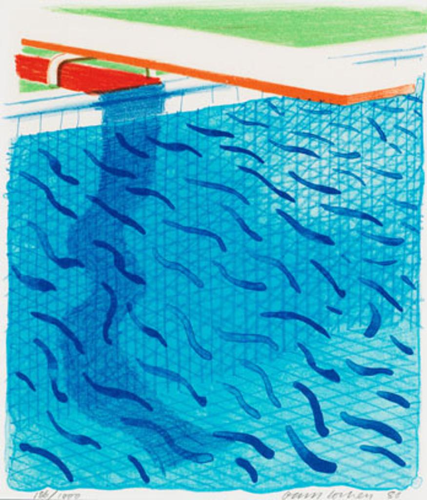 David Hockney (1937) - Pool Made with Paper and Blue Ink for Book