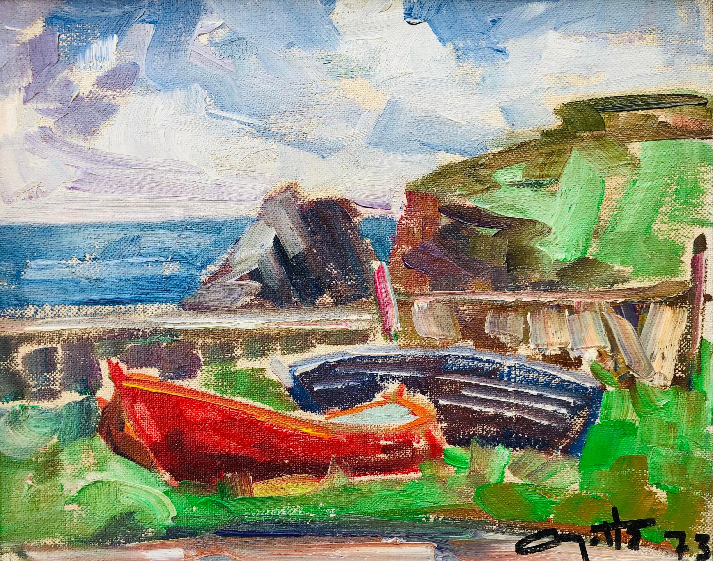 Léo Ayotte (1909-1976) - Barques en Gaspésie, 1973