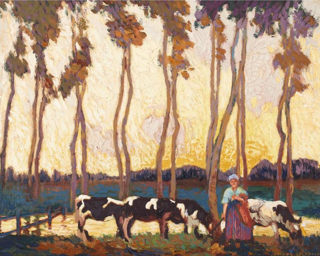 Louis Joseph Octave Belanger (1886-1972) - Tending To The Cows