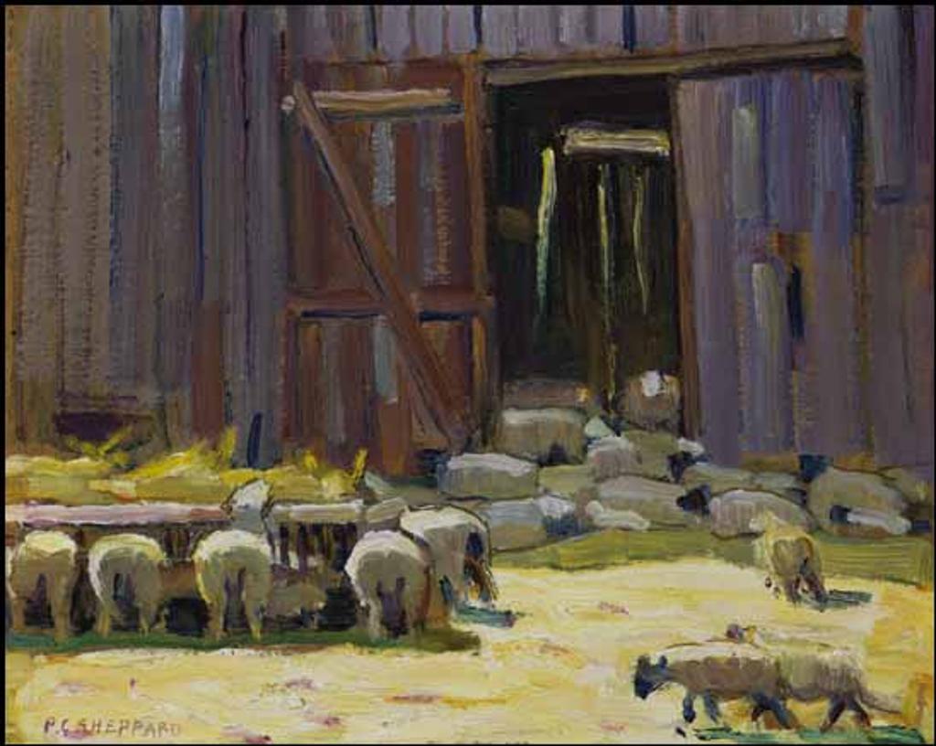 Peter Clapham (P.C.) Sheppard (1882-1965) - Sheep in the Barnyard / Forest (verso)