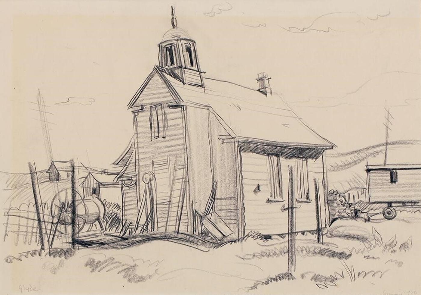 Henry George Glyde (1906-1998) - Old Church South Of Calgary, Midnapore; 1940