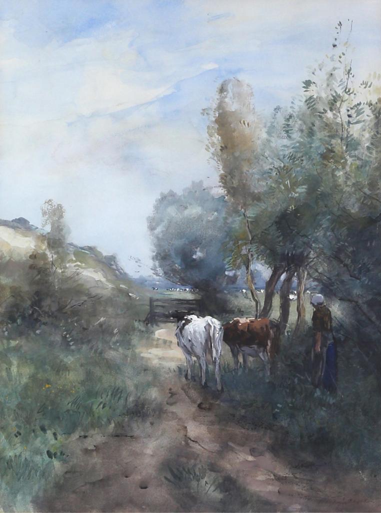 Willem George Frederik Jansen (1871-1949) - Milkmaid with Cows