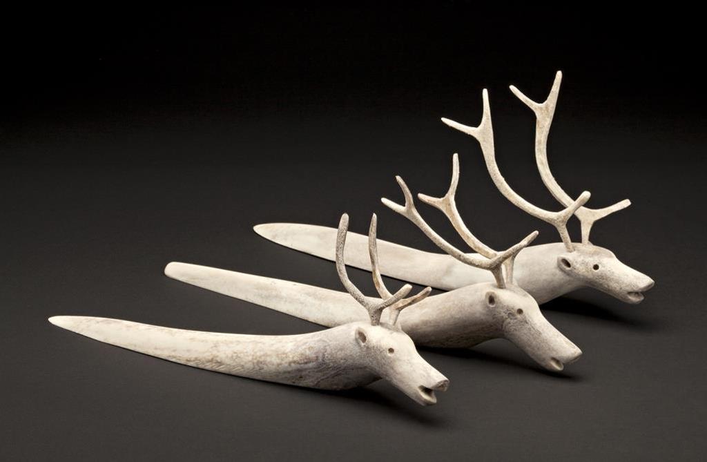 Jacob Irkok (1937-2009) - Three Swimming Caribou