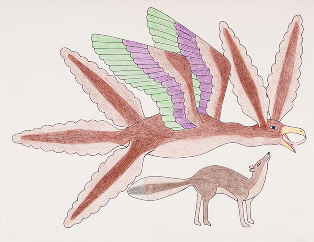 Kenojuak Ashevak (1927-2013) - Fox and Bird Transformation