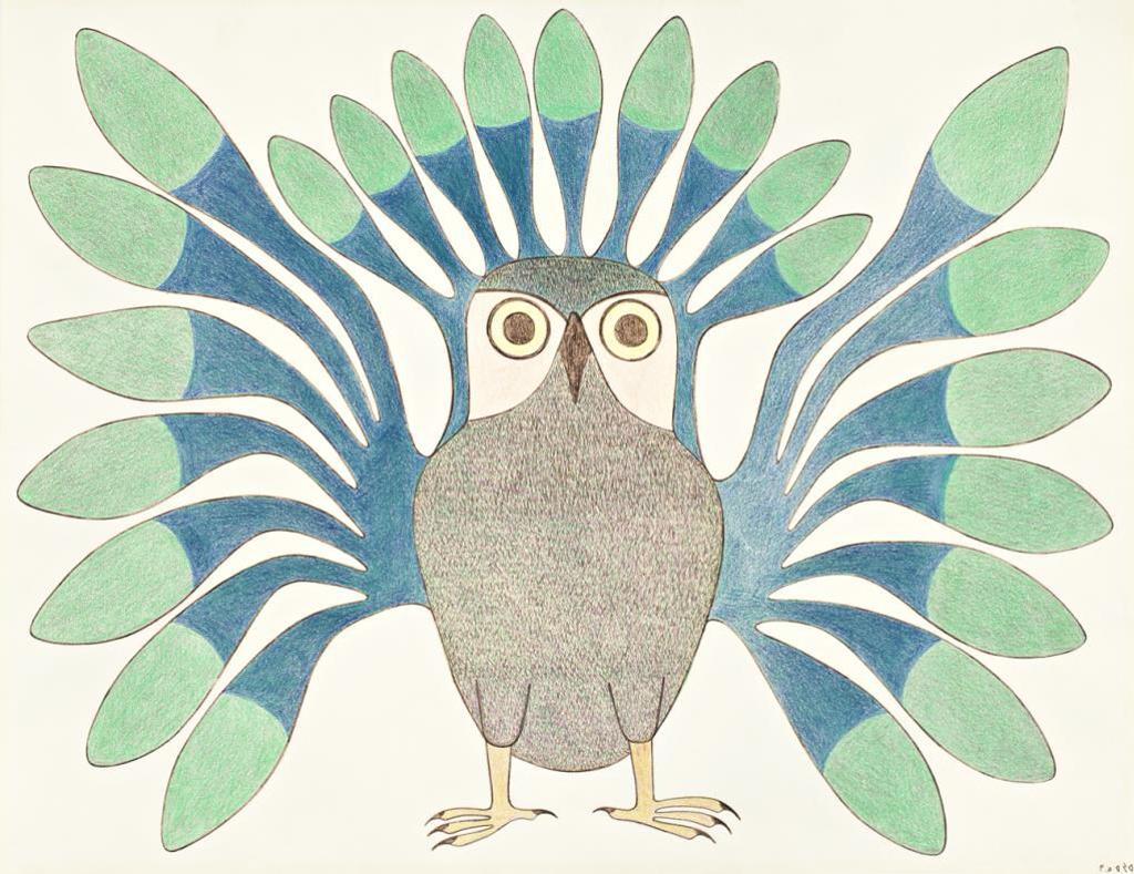 Kenojuak Ashevak (1927-2013) - Untitled (Green Owl), 1992-93