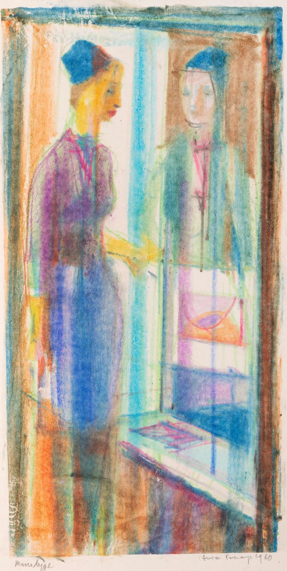 Eric Konstantin Pehap (1912-1971) - Untitled - Woman at Shop Window