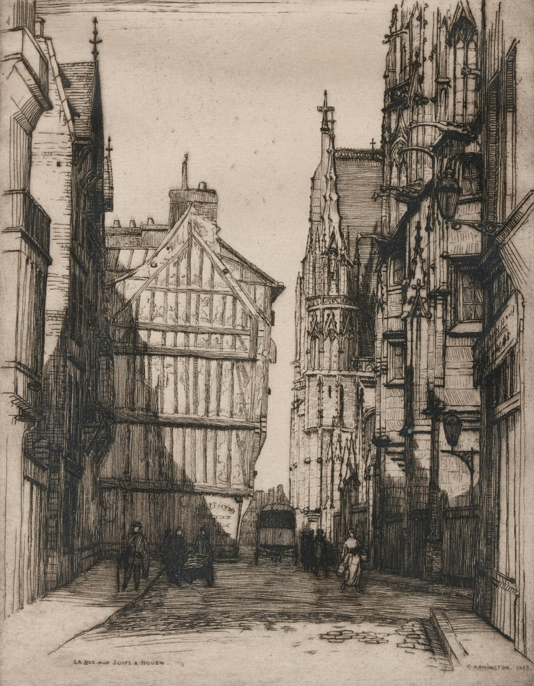 Caroline Helena Armington (1875-1939) - La Rue aux Suifs à Rouen, 1923