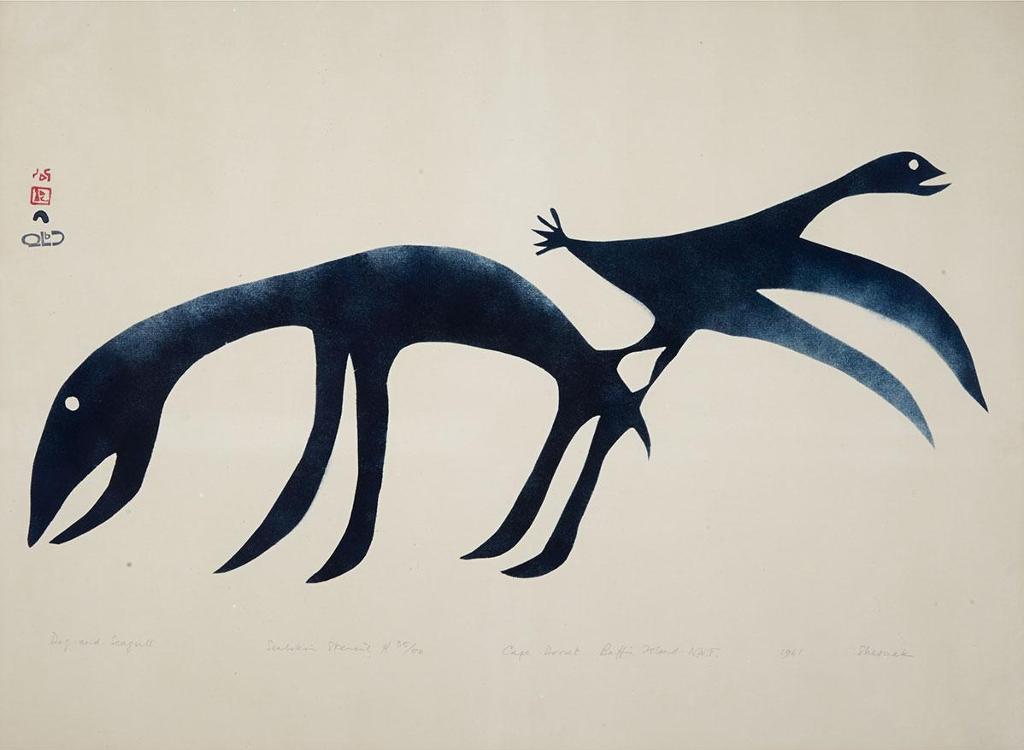 Sheouak Petaulassie (1923-1961) - Dog And Seagull