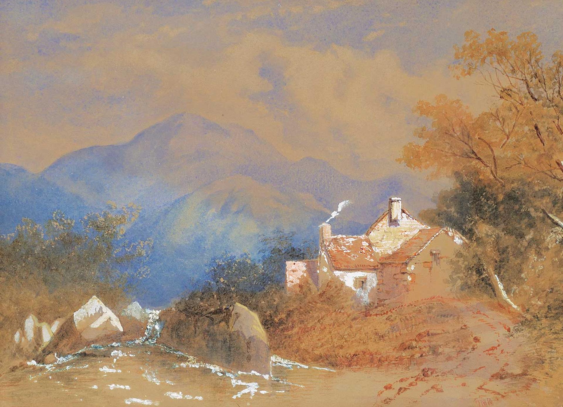 Thomas Miles Richardson Jr. - Untitled - Cottage by the Stream