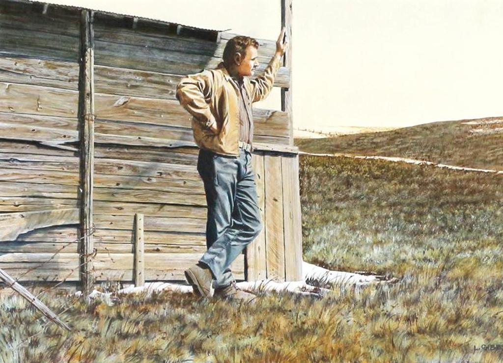 Leonard (Len) James Gibbs (1929-2010) - Self Portrait By The Barn