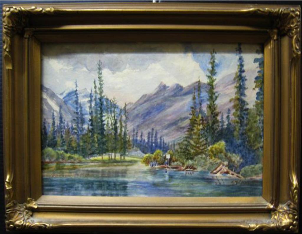 Marmaduke Matthews (1837-1913) - Lake & Mountains With Angler