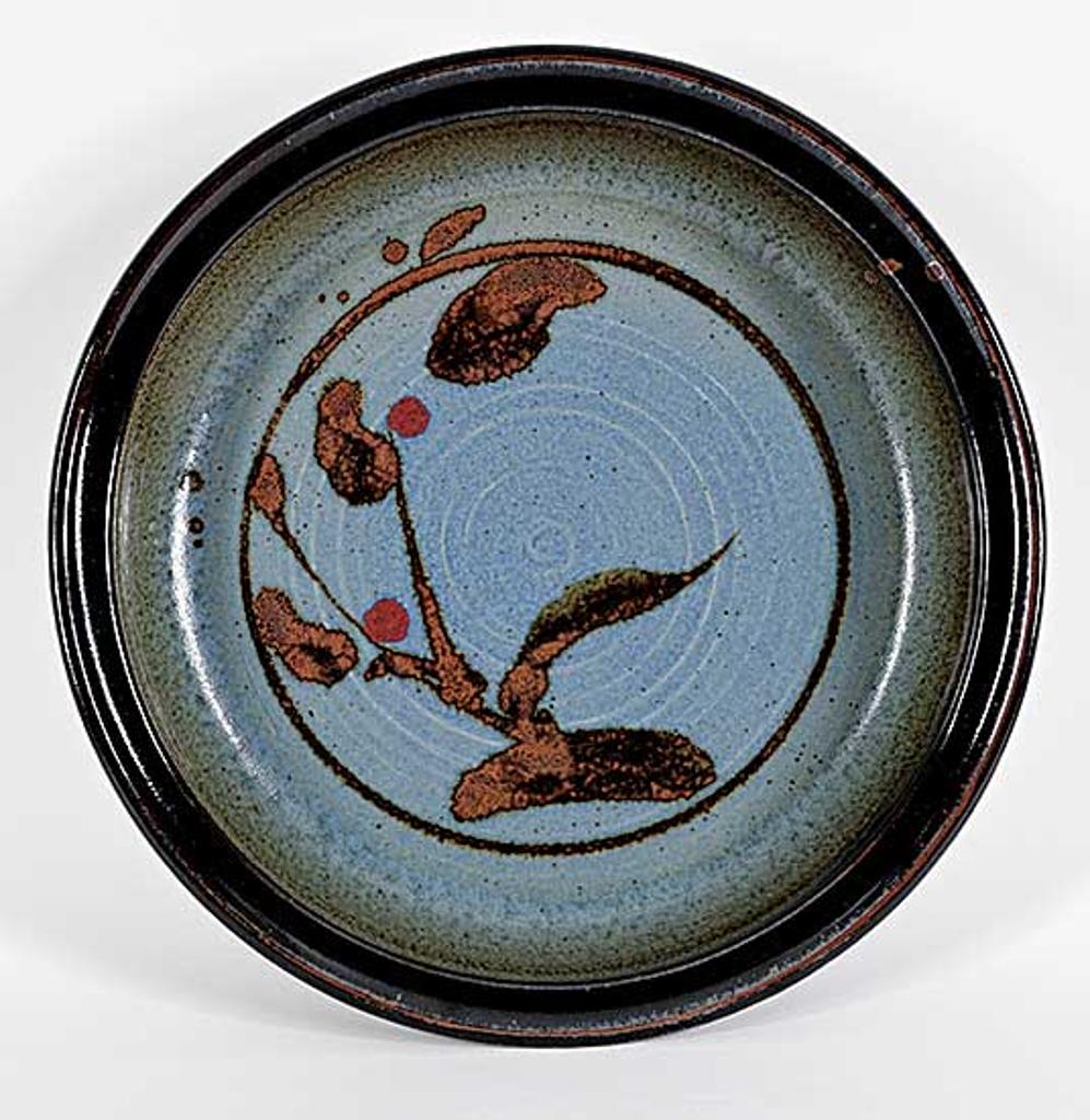 Neil James Liske (1936) - Untitled - Blue and Brown Bowl with Botanical Shapes