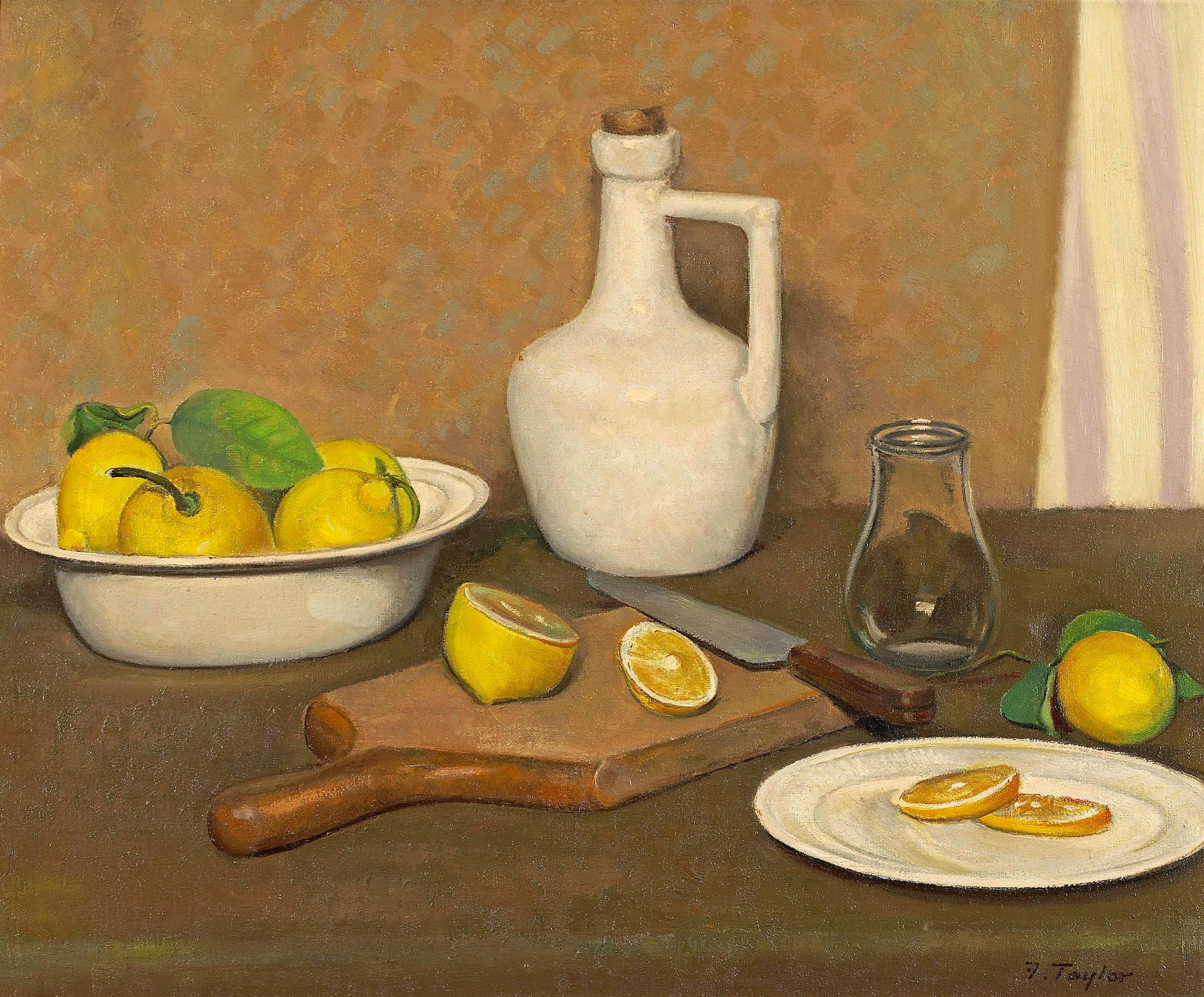 Frederick Bourchier Taylor (1906-1987) - White Jug,Lemons,Etc.