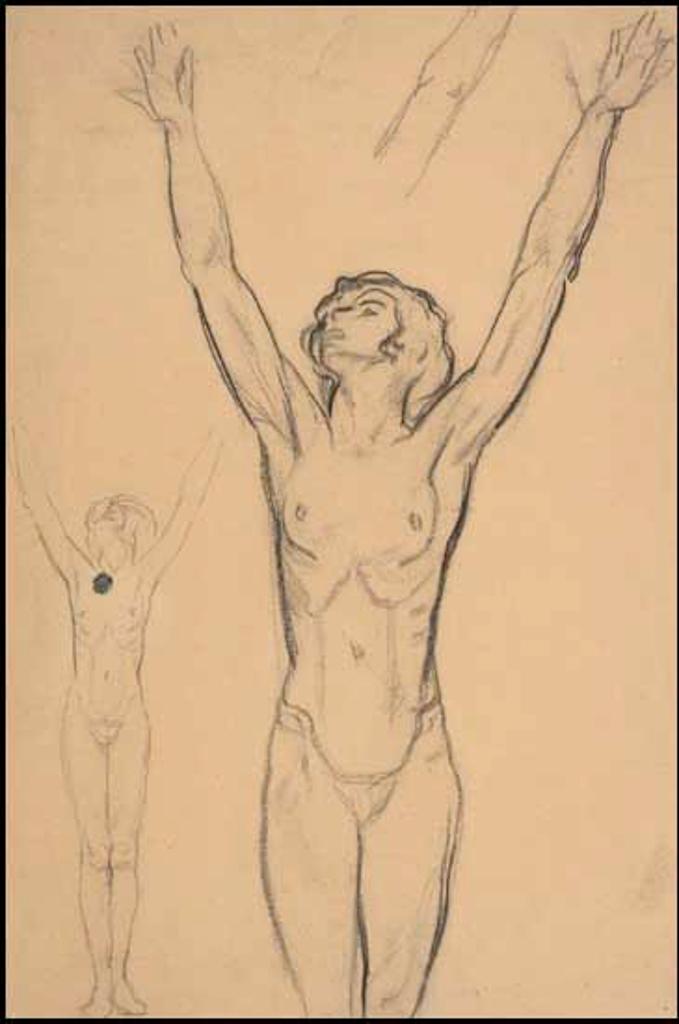 Frederick Horseman Varley (1881-1969) - Double Nude, Arms Raised