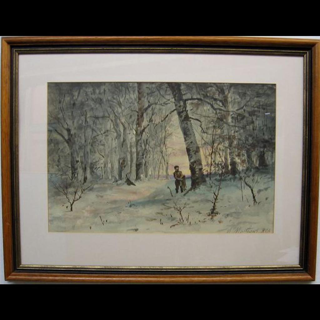 Marmaduke Matthews (1837-1913) - Lone Figure In Winter Forest