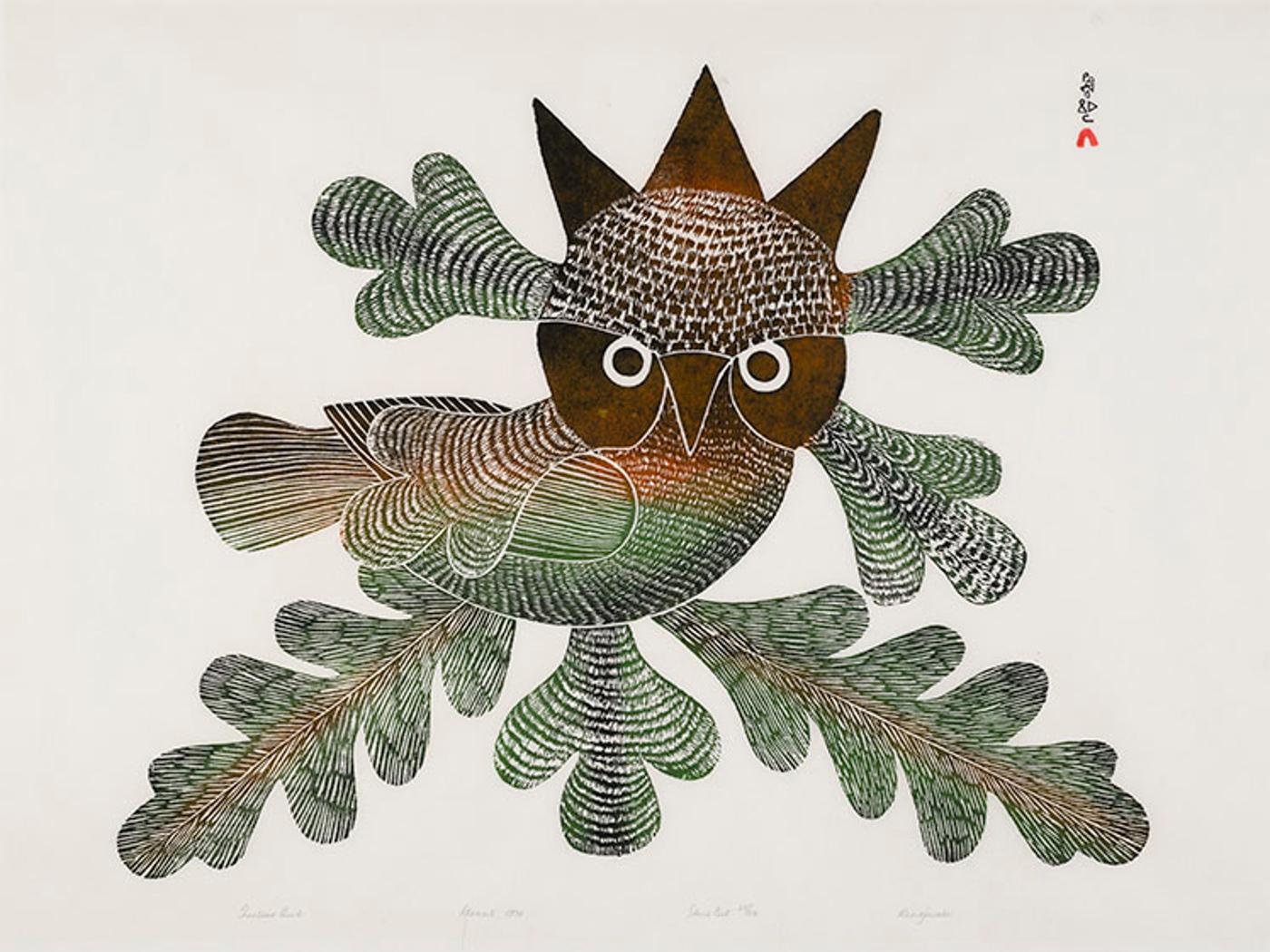 Kenojuak Ashevak (1927-2013) - Festive Owl