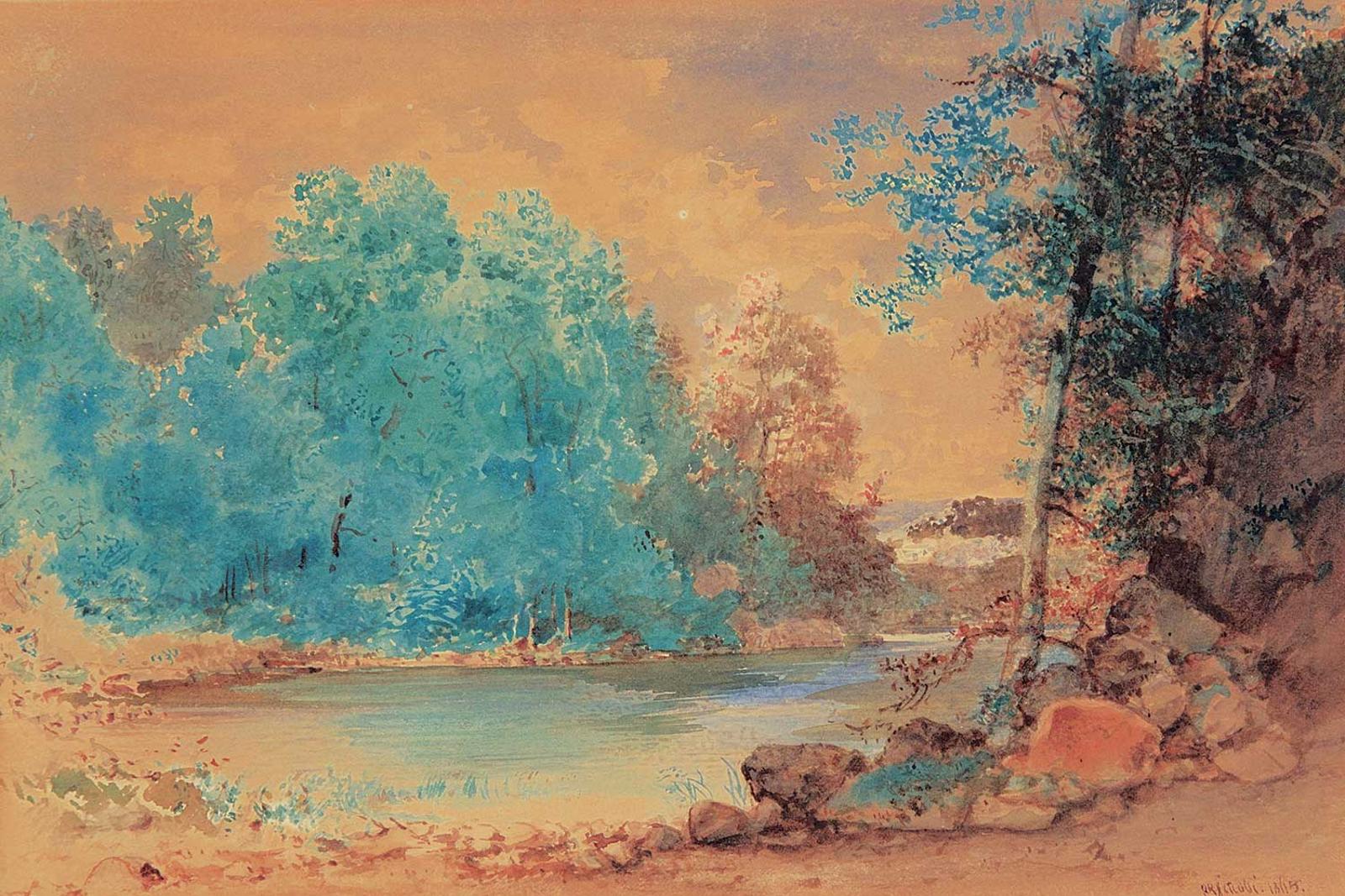 Otto Rheinhold Jacobi (1812-1901) - Untitled - Pastoral River Scene