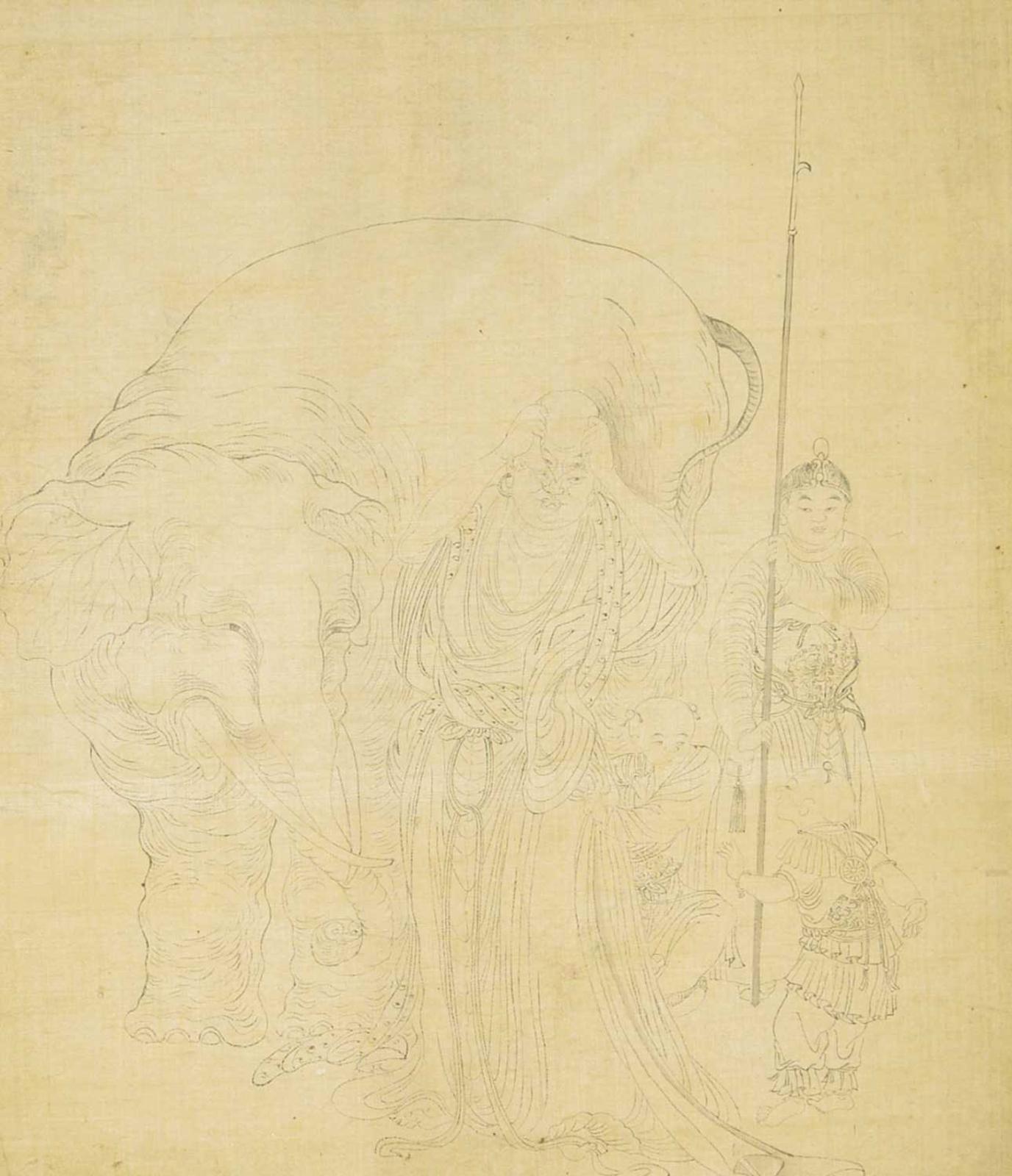 Asian School - Untitled - Masked Men with Elephant