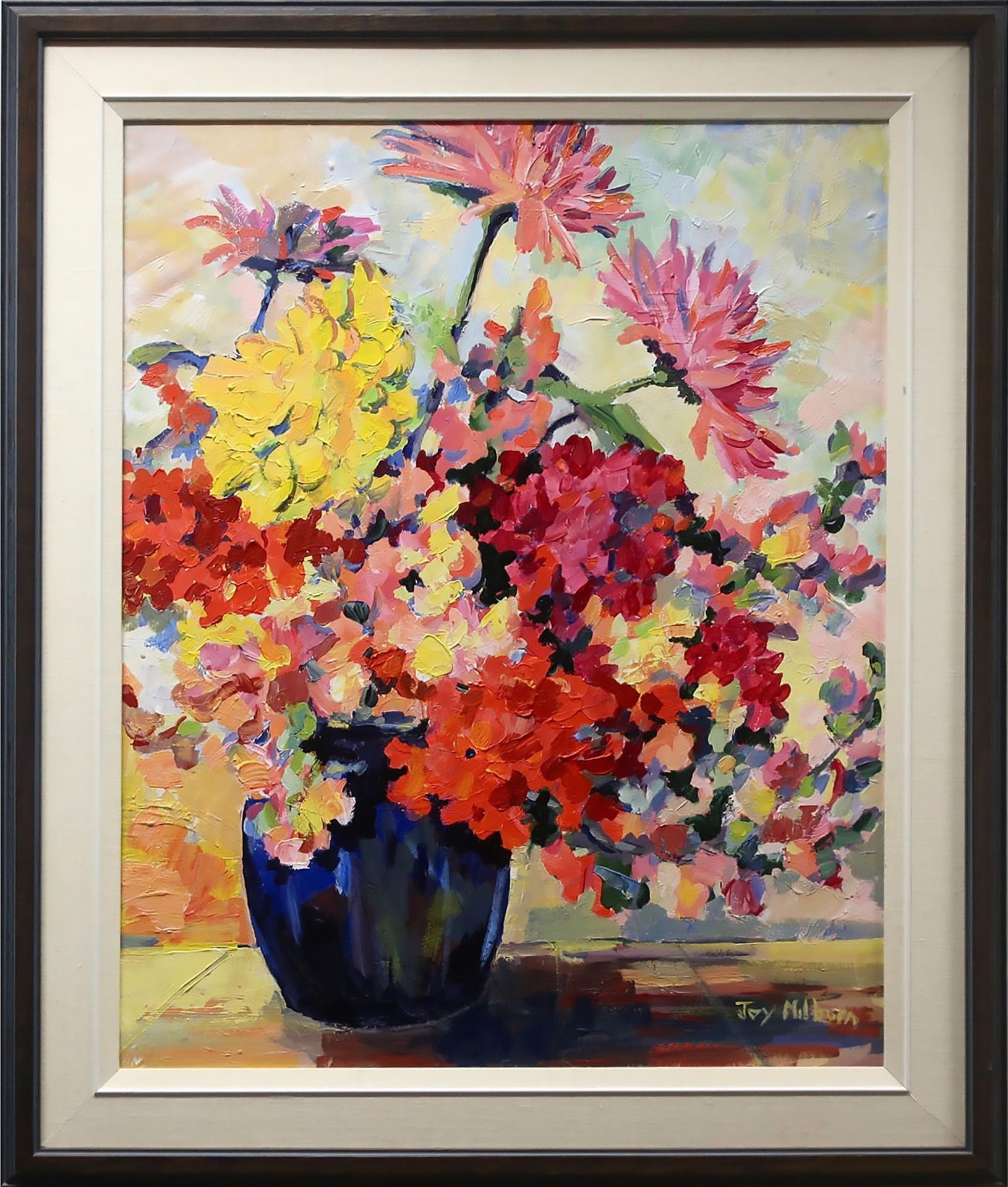 Joy Milburn - Untitled (Flowers In A Royal Blue Vase)