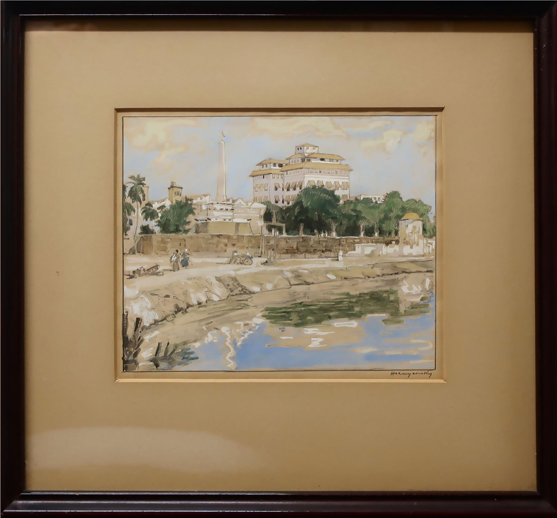 Nicholas Hornyansky (1896-1965) - Untitled (Mediterranean Scene With Grand Hotel)