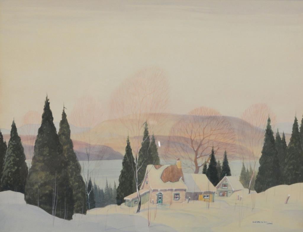 Graham Norble Norwell (1901-1967) - Winter Cabins in Pines