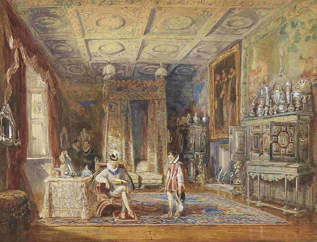 William Frederick Lake Price (1810-1896) - The Kings Bed Chamber, Knole, Kent; 1836