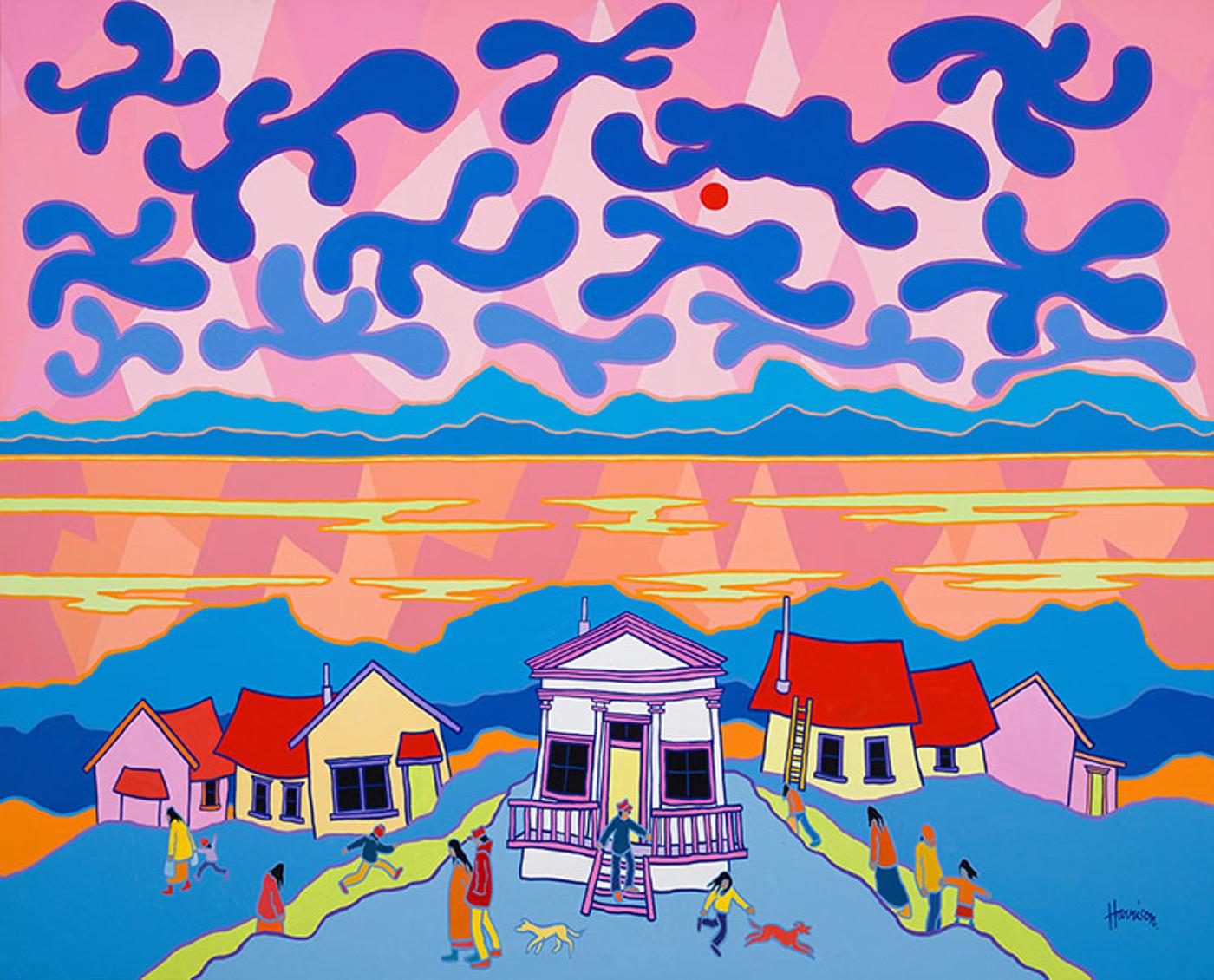 Ted Harrison (1926-2015) - The Grecian House (Dawson City)