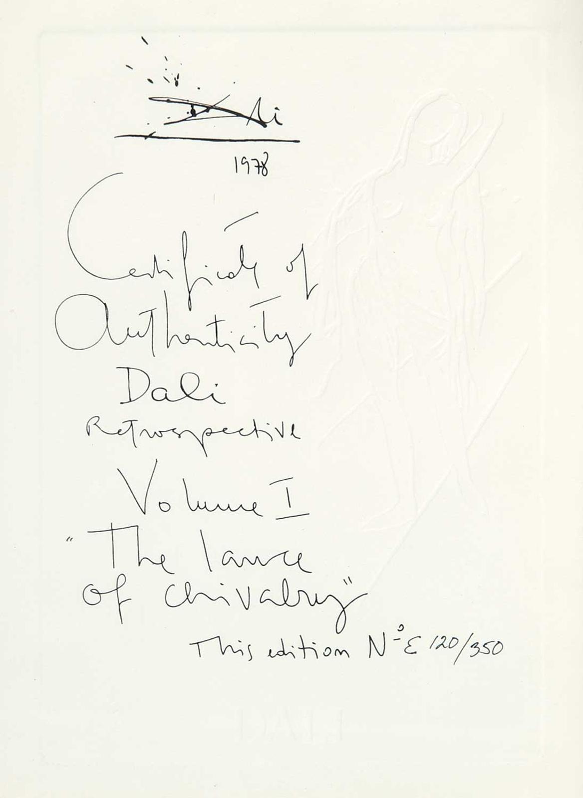 Salvador Dalí (1904-1989) - The Lance of Chivalry, Certificate of Authenticity  #E120/350