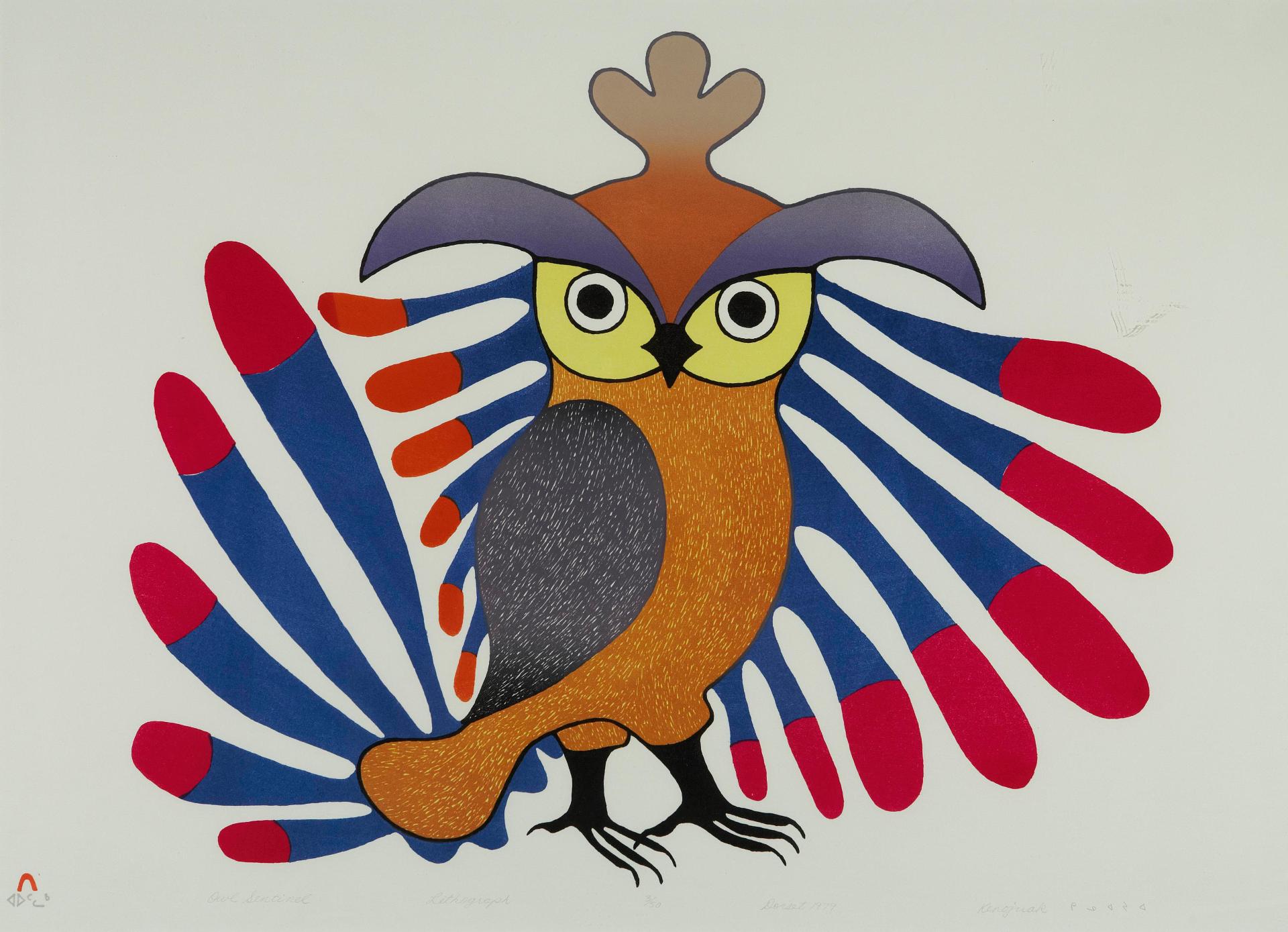 Kenojuak Ashevak (1927-2013) - Owl Sentinel