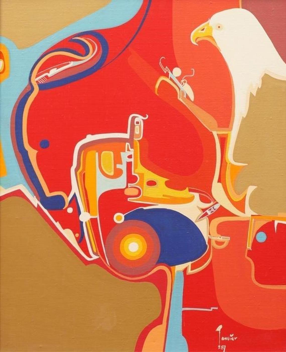 Alex Simeon Janvier (1935) - Composition With Bear And Eagle (...Seer); Ca 1976