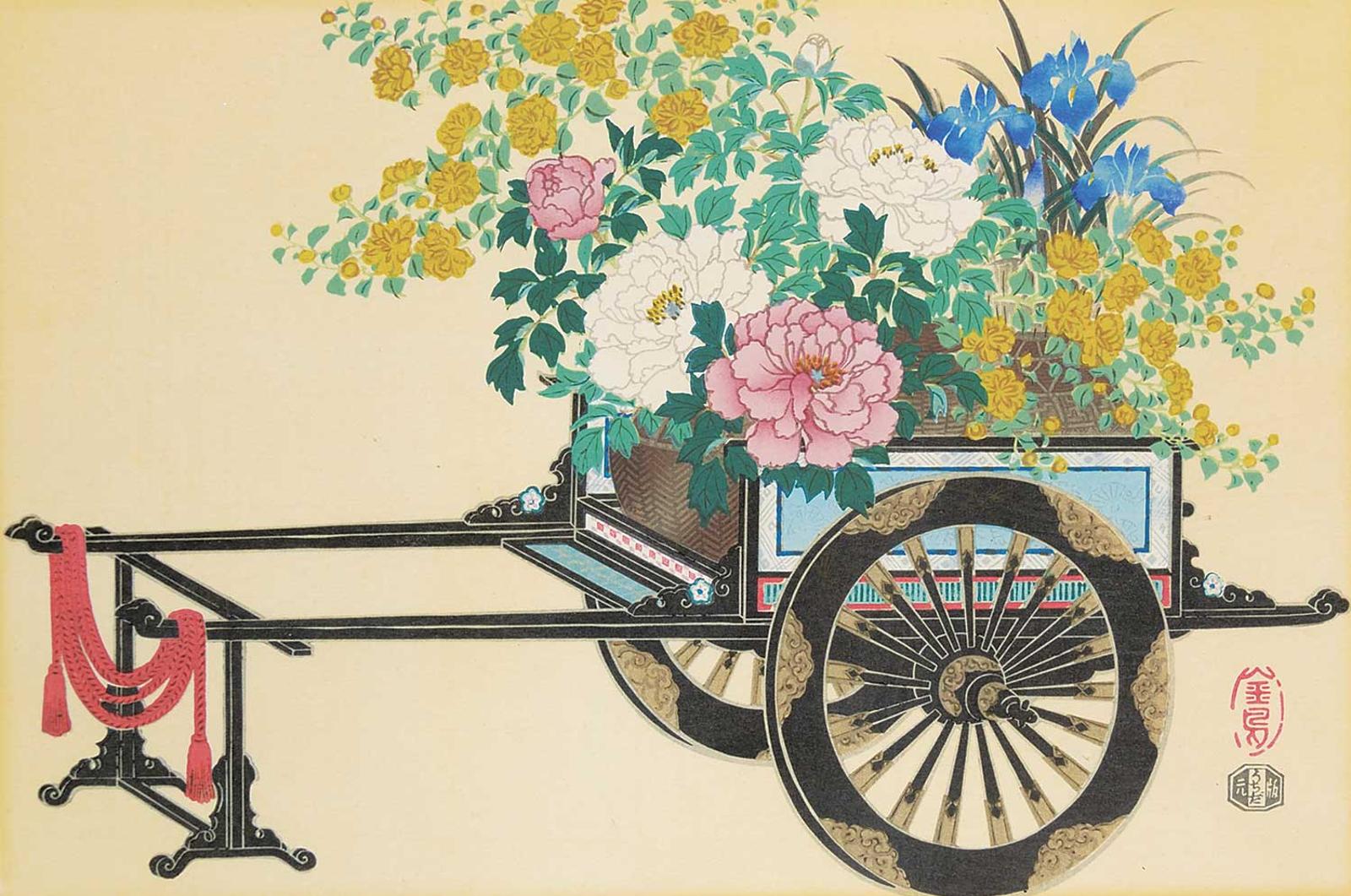 Japanese School - Untitled - Flower Chariot with Stand