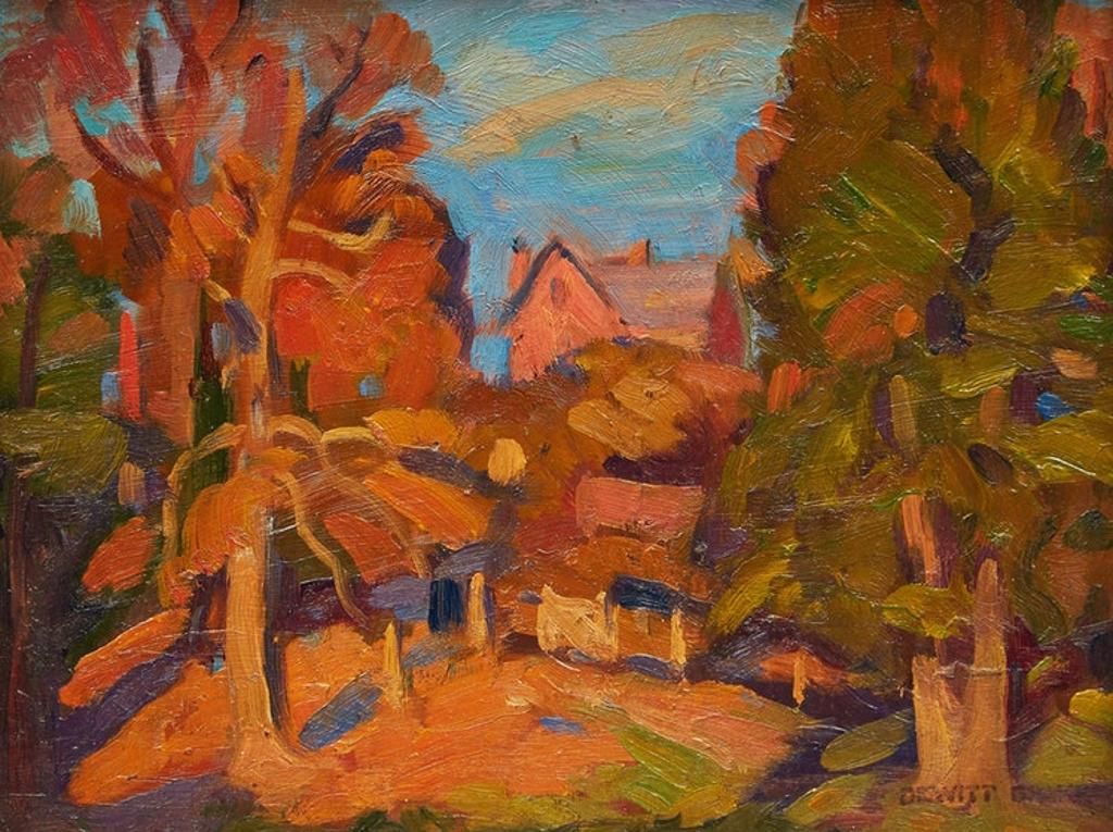 Dewitt Drake (1884-1979) - Old Trees and House on a Hill