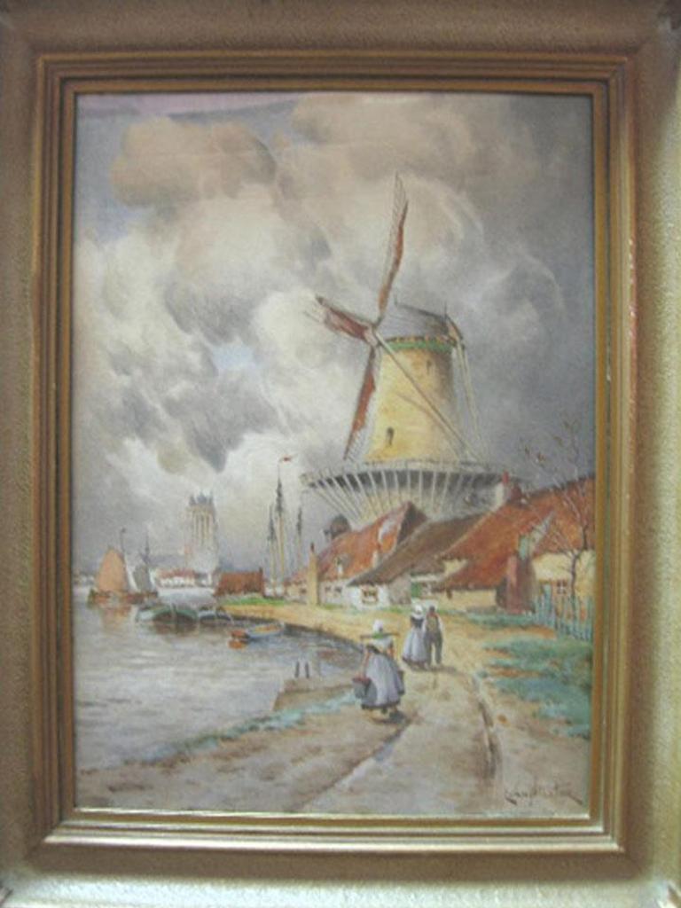 Louis Van Staaten (1836-1909) - Dutch Harbour (Windmill)
