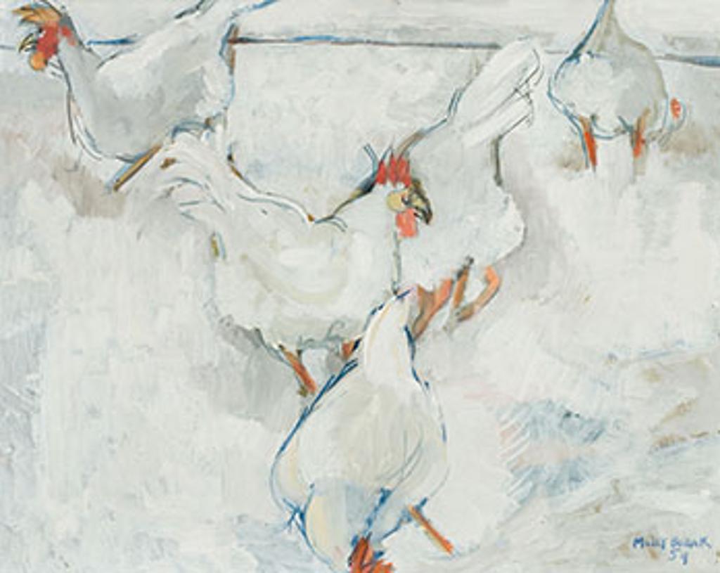 Molly Joan Lamb Bobak (1922-2014) - Chickens in the Snow