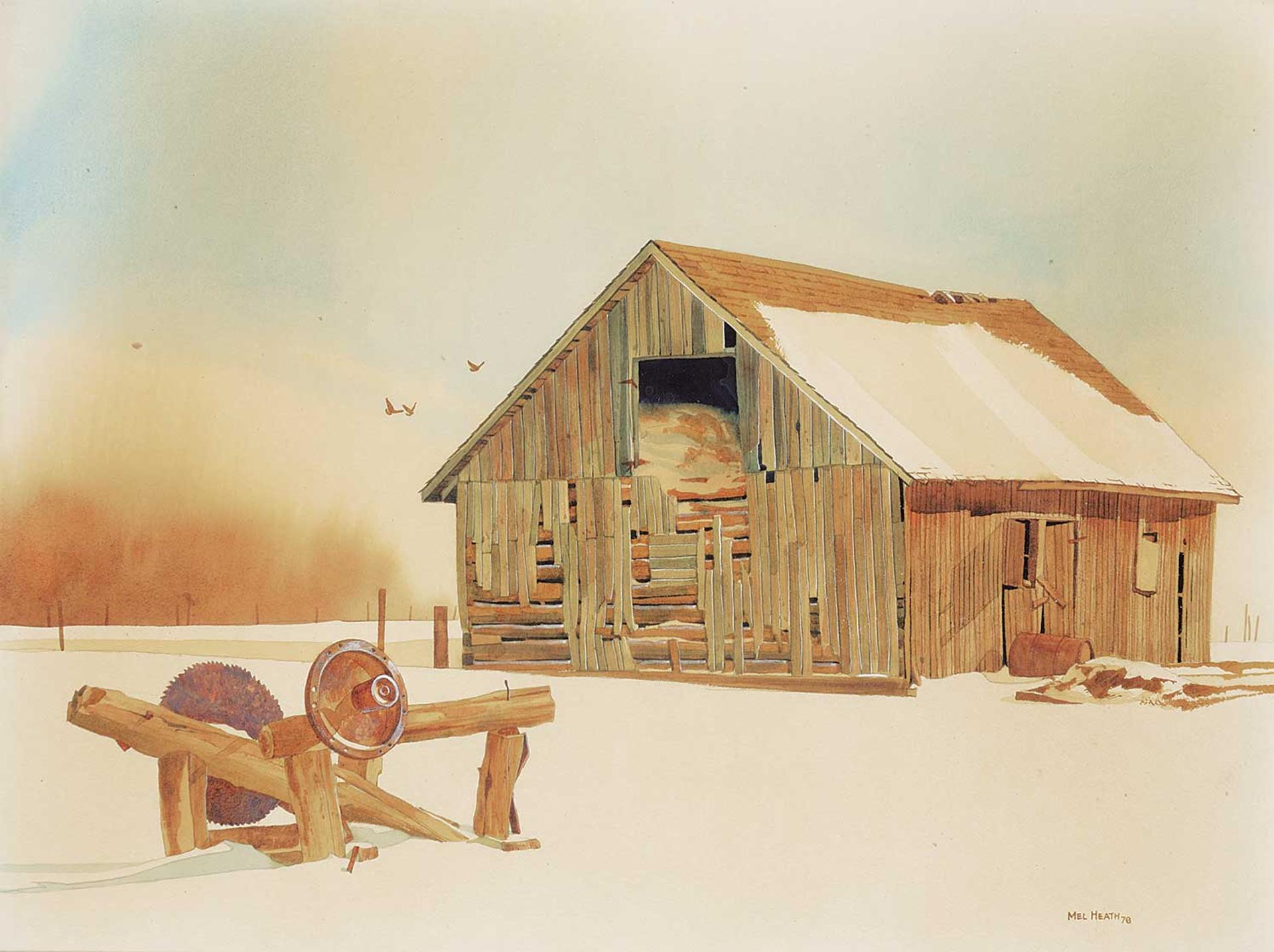 Melvin George Heath (1930) - Untitled - Barn at Dusk