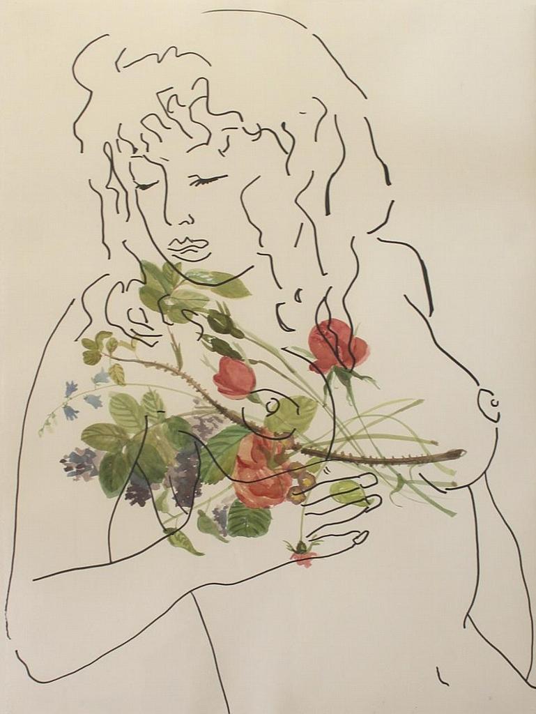 Monique Mees (1965) - Woman with Flowers