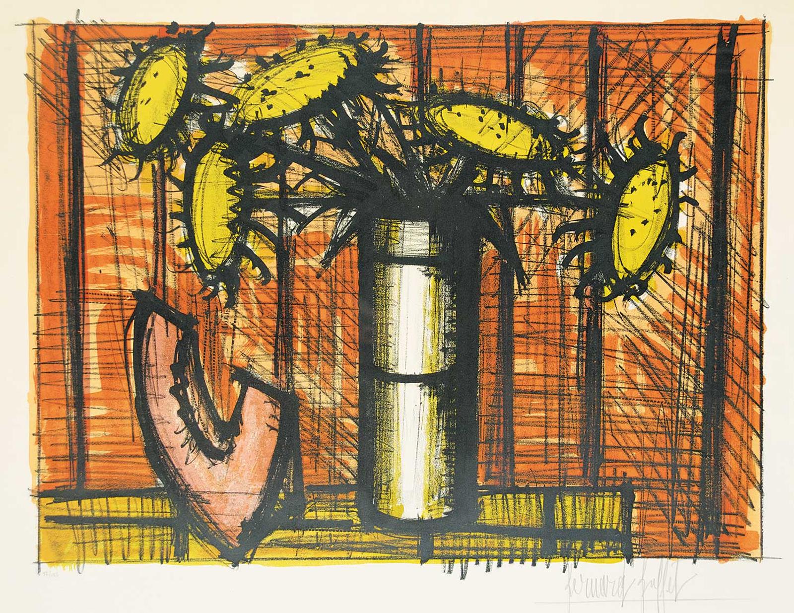 Bernard Buffet (1928-1999) - Untitled - Still Life with Sunflowers  #48/125
