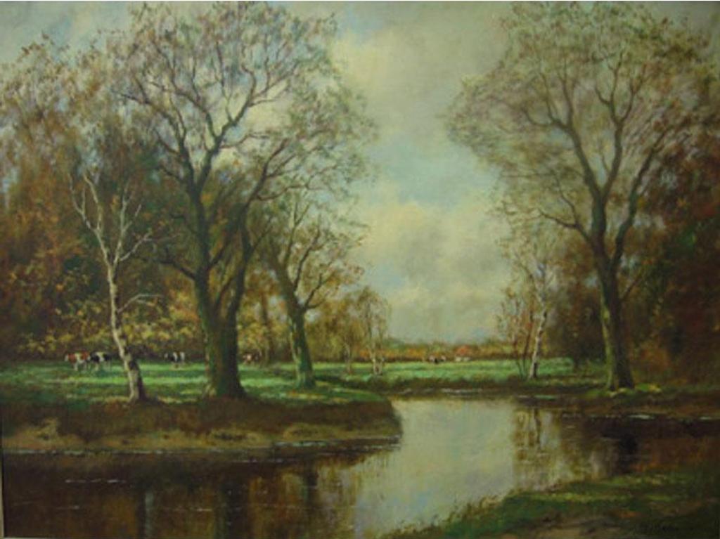 Willem Jr. Hendriks (1888-1966) - Cattle By A River, Springtime