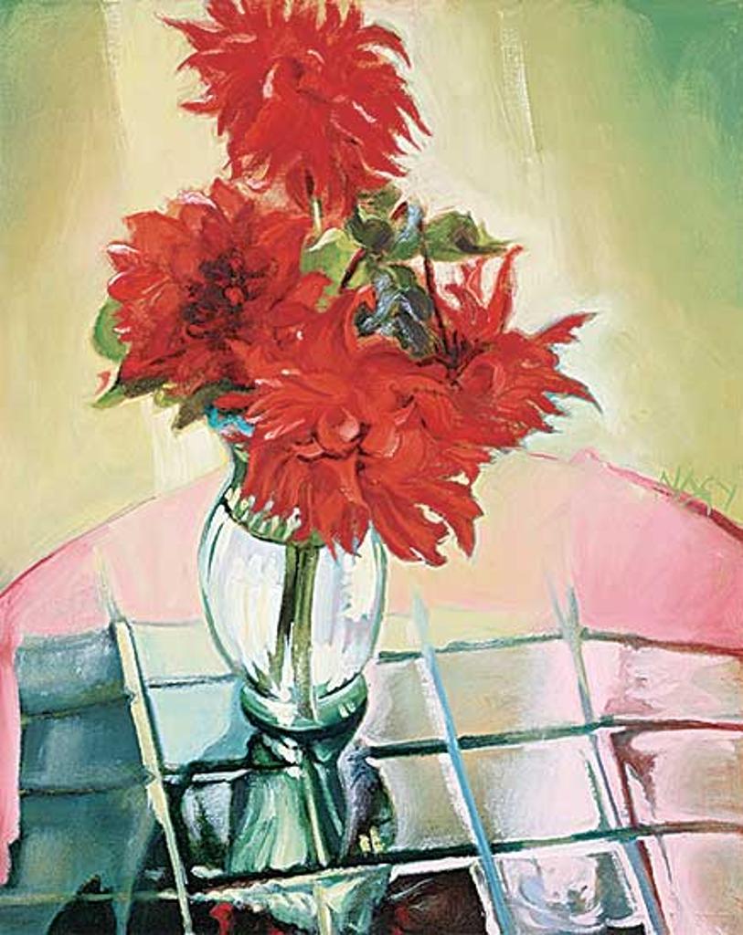 Gabor L. Nagy (1945) - Red Dahlia in Green Vase